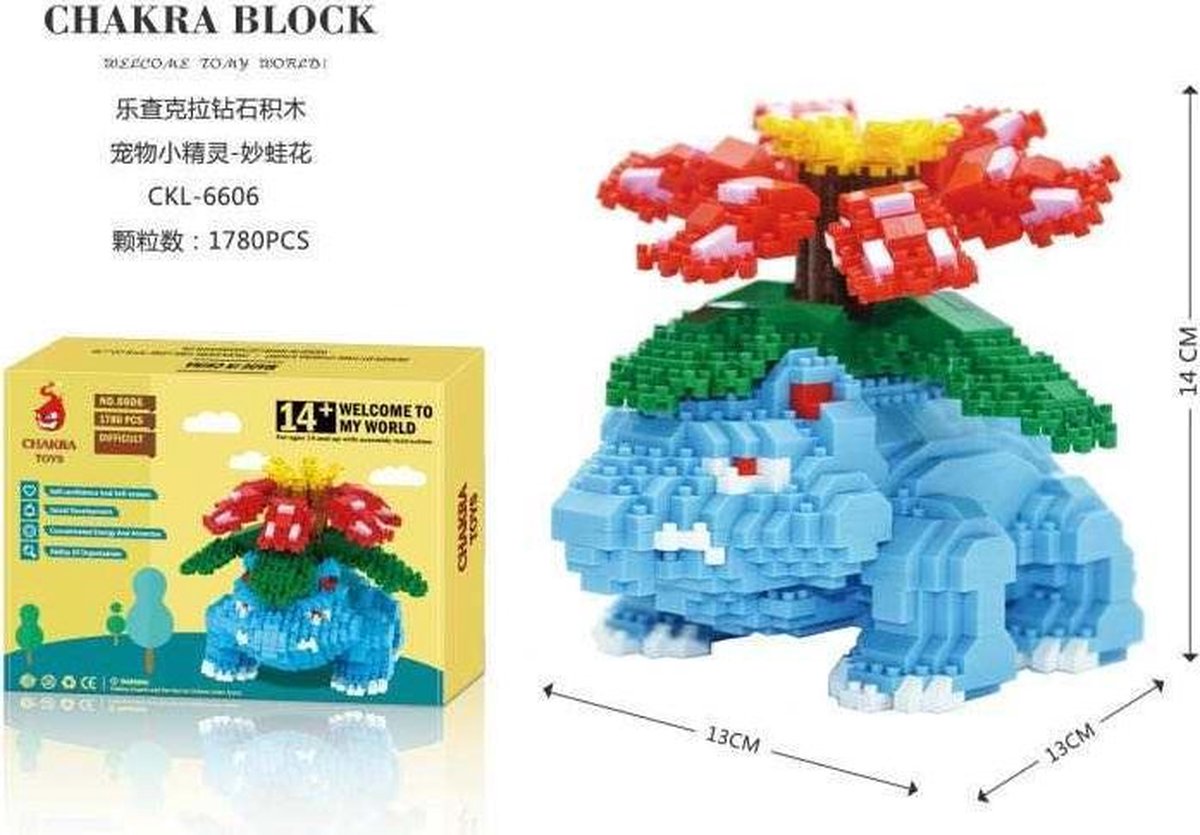 Bouwstenen pop Venusaur - Speelgoed - Pokémon - Kinderen - Volwassenen - 1780 blokjes - Bouwpakket