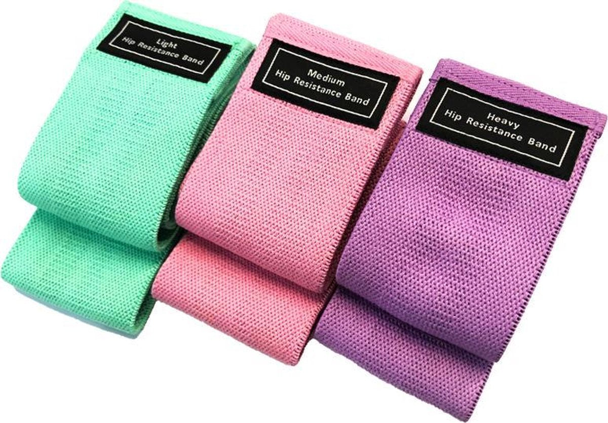 Weerstandsbanden - Resistancebands - Booty bands - Home workout - Thuis sporten - Set van 3