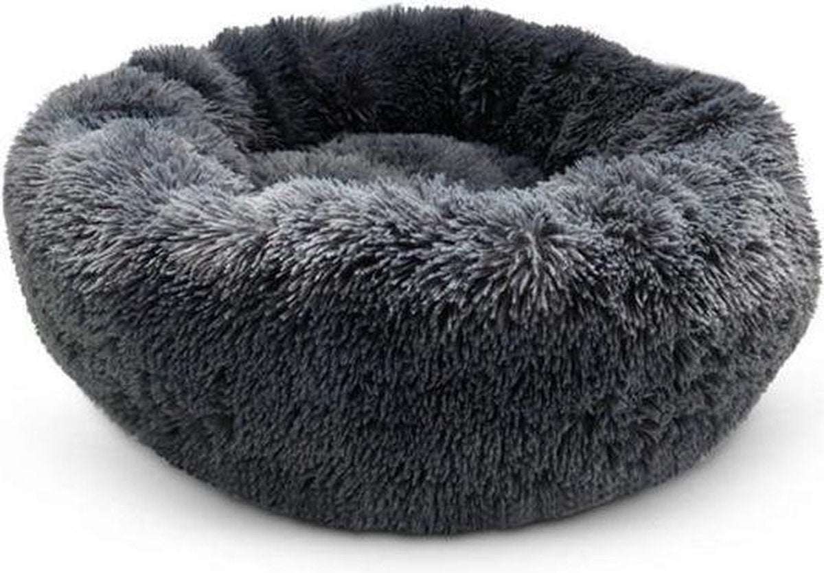 Snoozle Donut Hondenmand - Superzacht en Luxe - Wasbaar - Fluffy - Hondenkussen - 80cm - Grijs