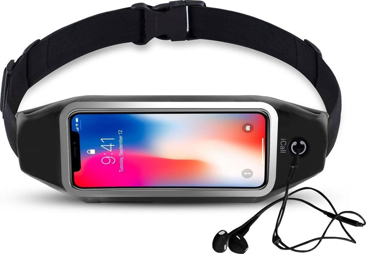 iCall Running Belt Heupband - Smartphone Houder - Universeel - Zwart