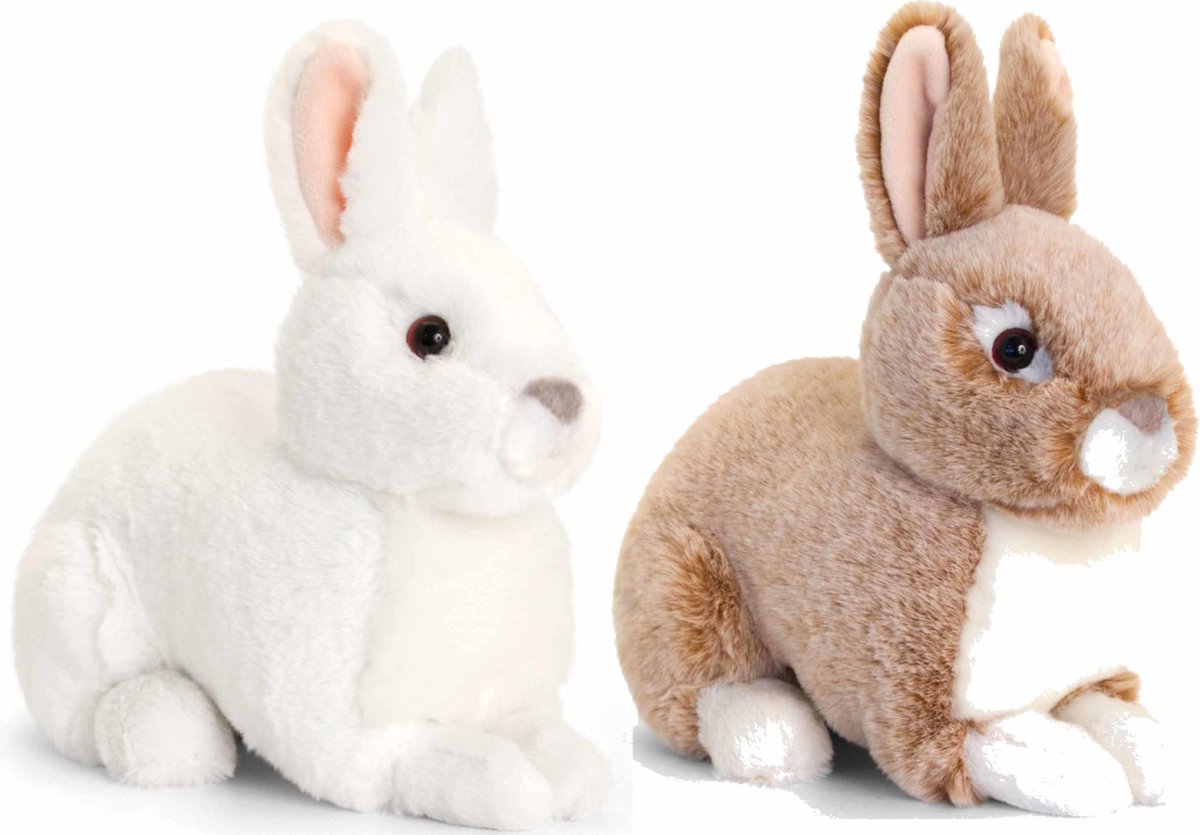 Setje van 2x stuks pluche zachte knuffel konijnen van 25 cm - Dieren knuffels konijntjes