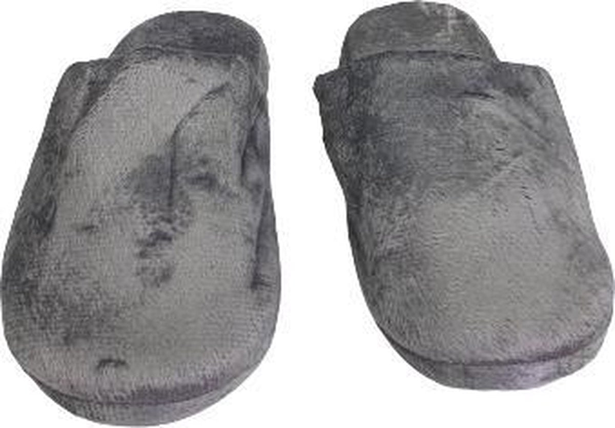Model laag pantoffels velvet look - Donkergrijs - Maat 40 / 41