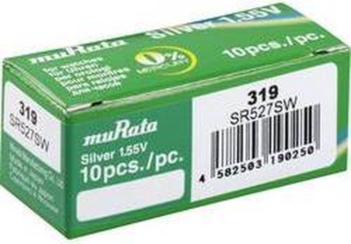 319 Knoopcel Zilveroxide 1.55 V 22.5 mAh Murata SR527SW-PBWW 10 stuk(s)