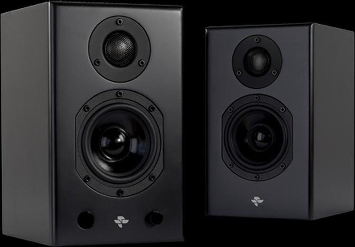 Totem Acoustics KIN Play Mini Zwart  - Compacte Actieve Hifi Speakerset met Bluetooth en Phono ingang (stereo paar)