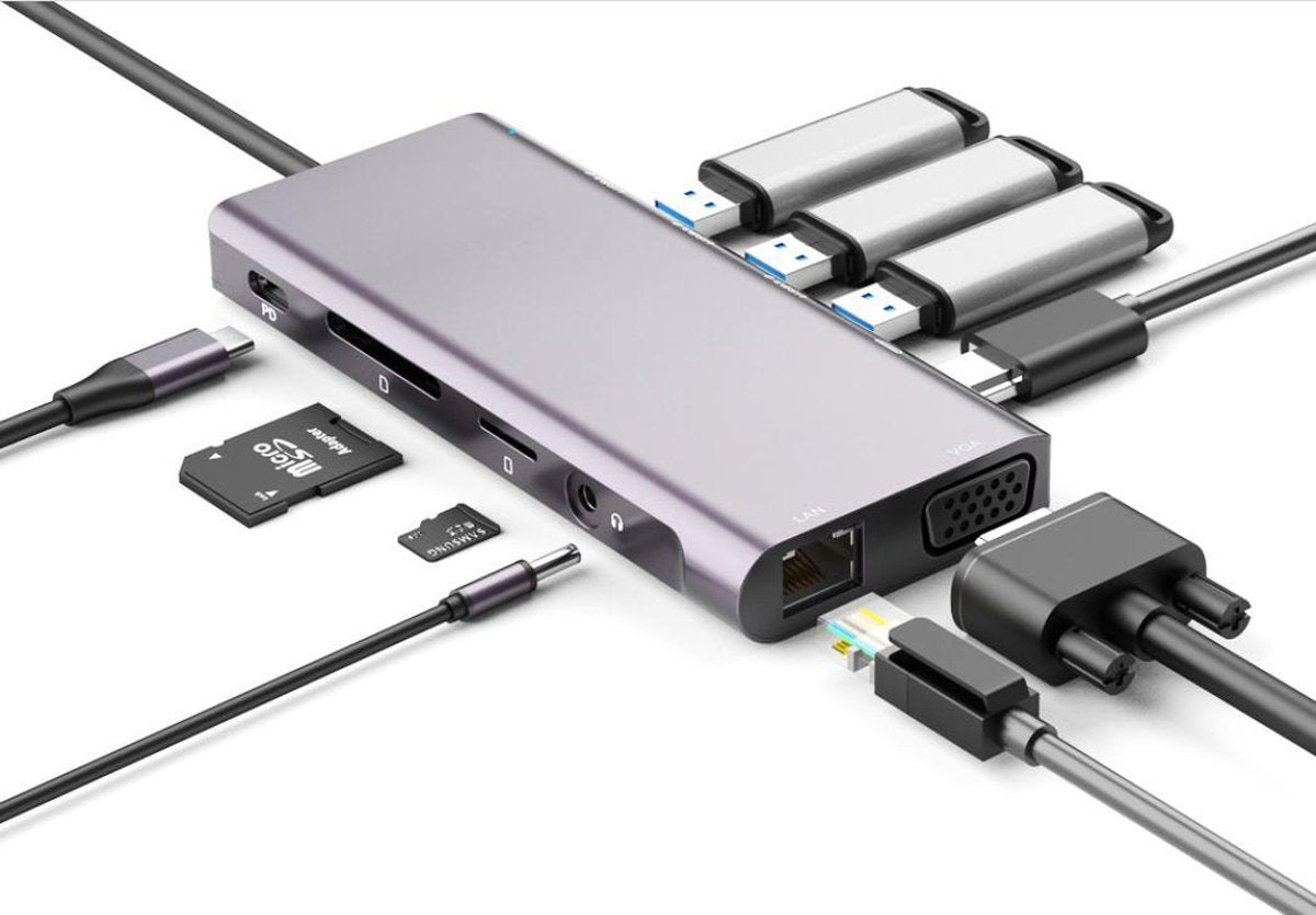 SBVR EV72 | 10 in 1 USB-C Adapter | Incl. HDMI en Ethernet | Voor o.a. Macbook