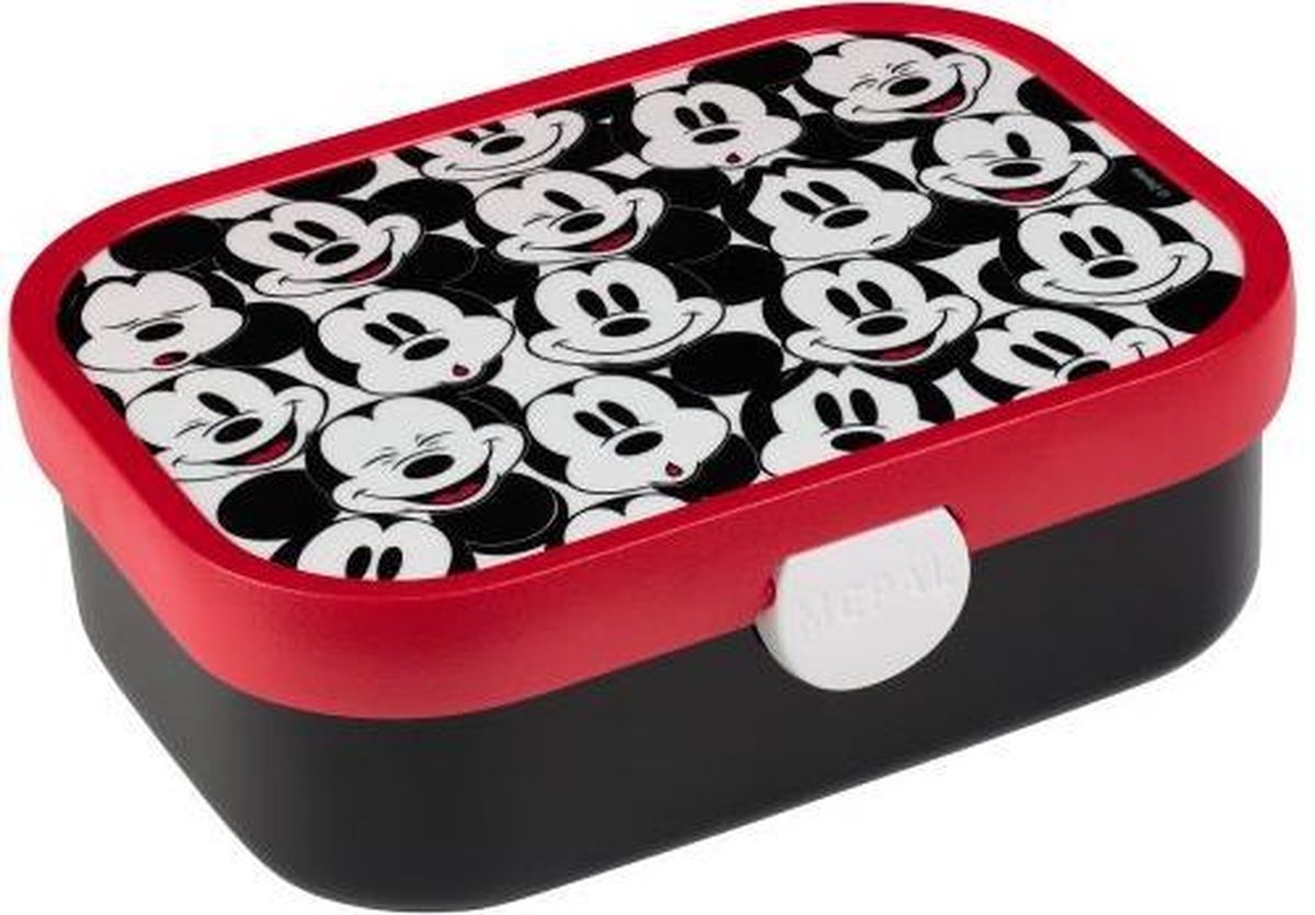 Lunchbox - Mickey Mouse - Mepal - Gevuld met een dropmix - In cadeauverpakking met gekleurd krullint