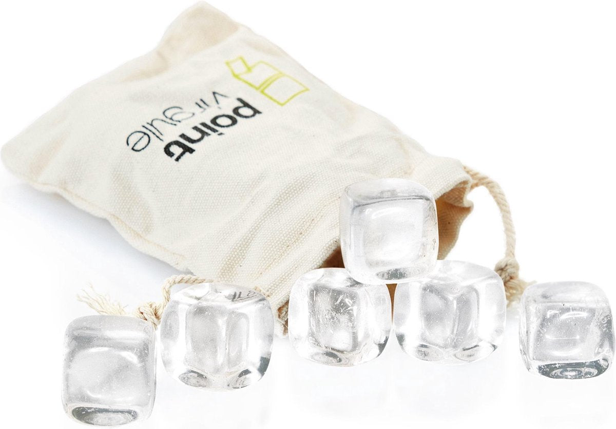 Point-Virgule Ijsblokjesvorm - Crystalstones - Set van 6 Stuks - Met Zakje