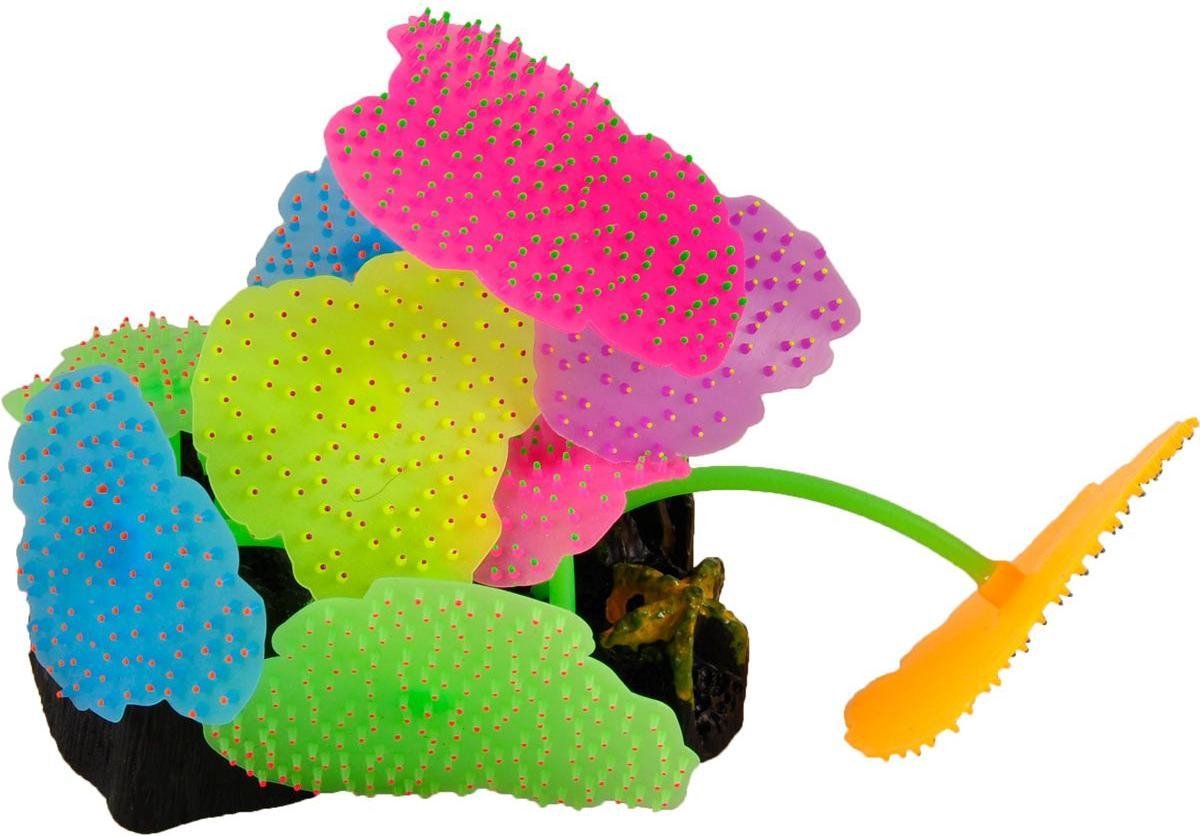 Flamingo Aquarium decoratie Fluo Lotusbladeren - Multi