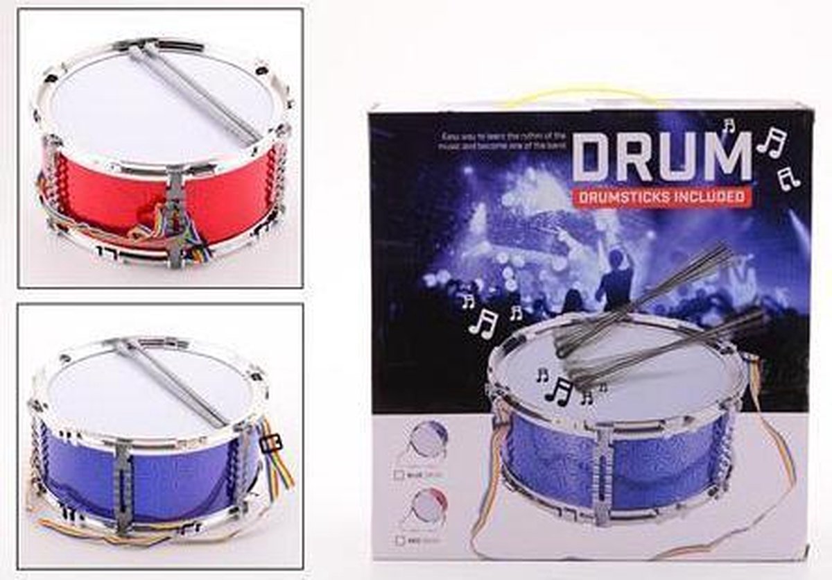Speelgoed trommel drumstel met stokjes  blauw