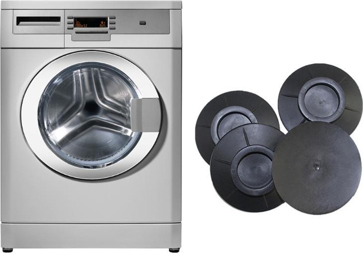 WiseGoods Trillingsdemper voor Wasmachine & Droger - Voetjes Anti Schok & Anti slip - Wasmachine accessoires - Extra Dik - Zwart