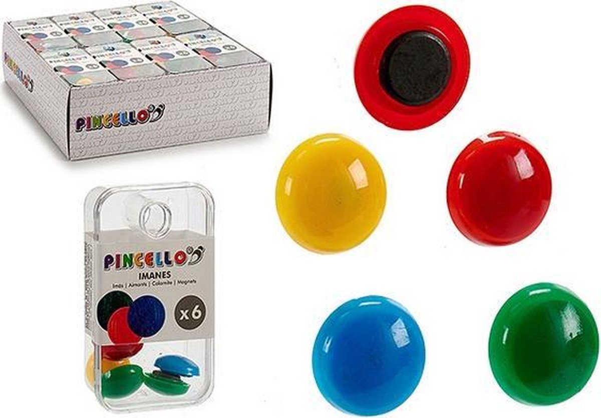 Pincello Magneten Small 2 Cm Groen/geel/blauw/rood 6 Stuks