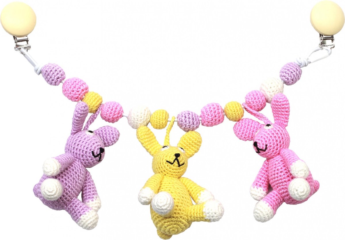 Naturezoo Kinderwagenspanner Konijnen Gehaakt 40 Cm Multicolor