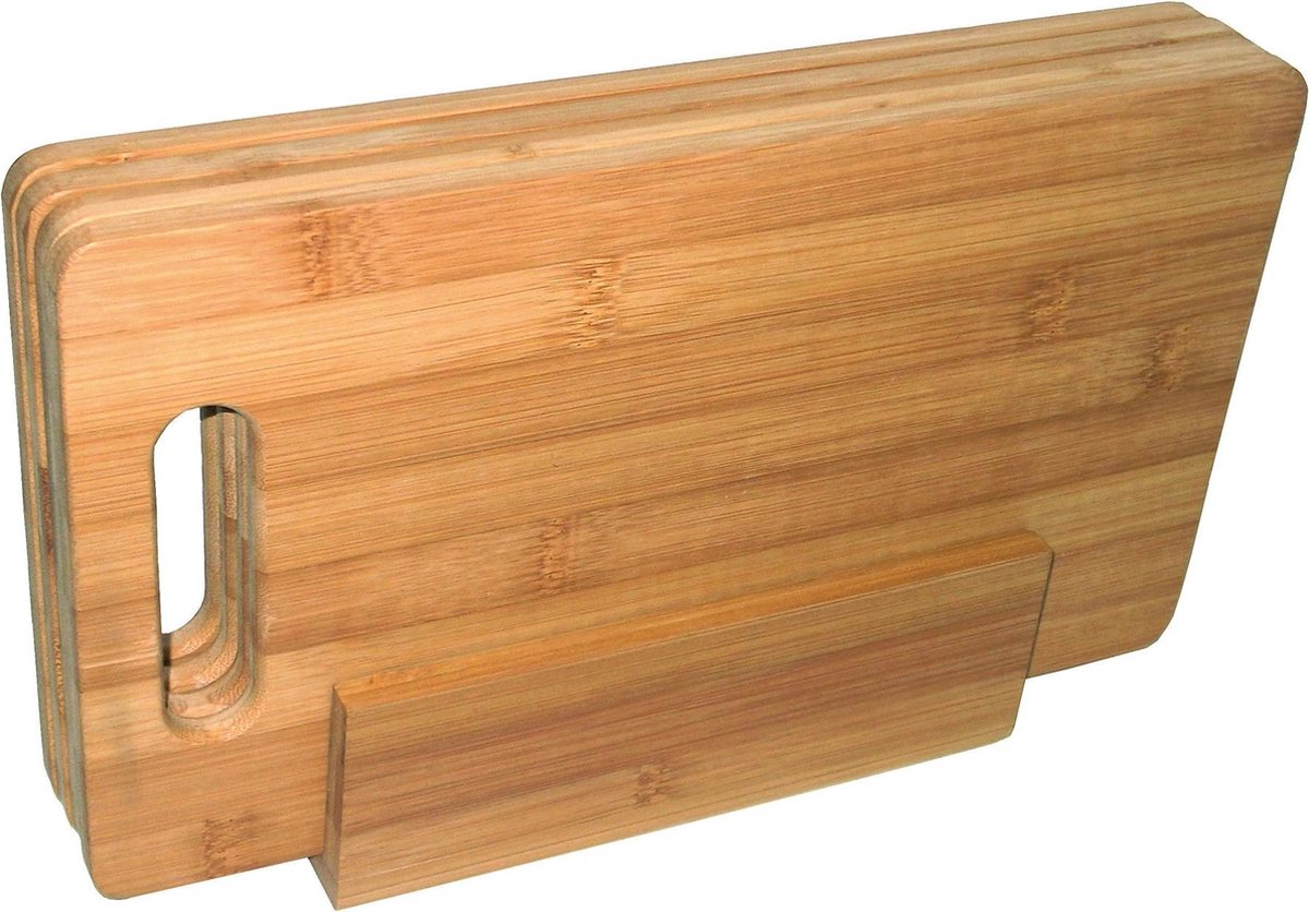 Point-Virgule Snijplank - Set Ontbijtplankjes - In Houder - Bamboe - 4 Stuks