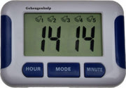 Handig Medicijnalarm met 5 duidelijke alarmen en een timer. Kan staan liggen en hangen. (Blauw)