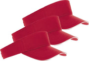 10x Rode/witte zonnekleppen petjes voor volwassenen - Katoenen rode/witte zonnekleppen met klittenbandsluiting - Dames/heren
