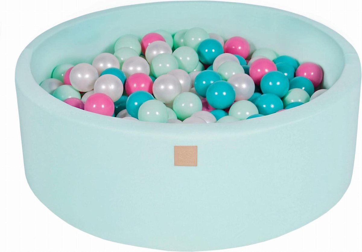 Ronde Ballenbak set incl 200 ballen 90x30cm - Mint: Pearl Wit