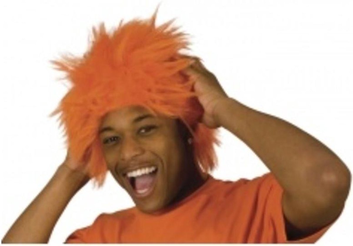 Oranje Versiering | Oranje Pruik 'Spiky' - Koningsdag - EK voetbal 2021