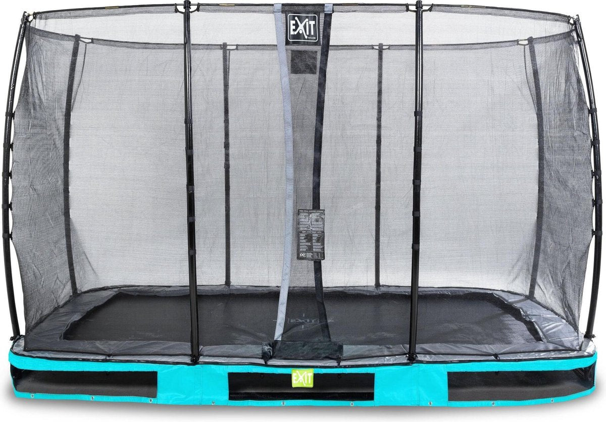 Trampoline EXIT Elegant inground - 244x427cm met Economy veiligheidsnet - blauw
