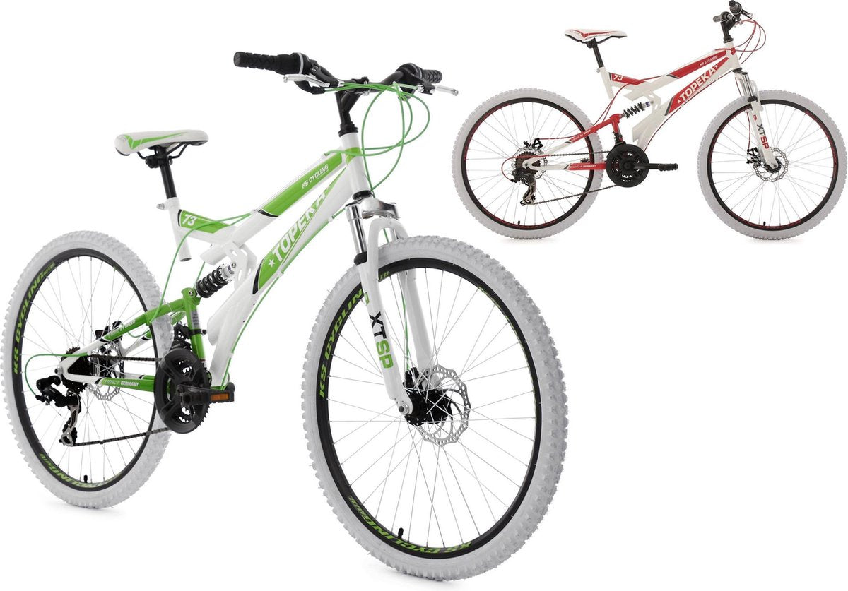 Ks Cycling Fiets 26" fully-mountainbike Topeka met 21 versnellingen wit-groen - 44 cm