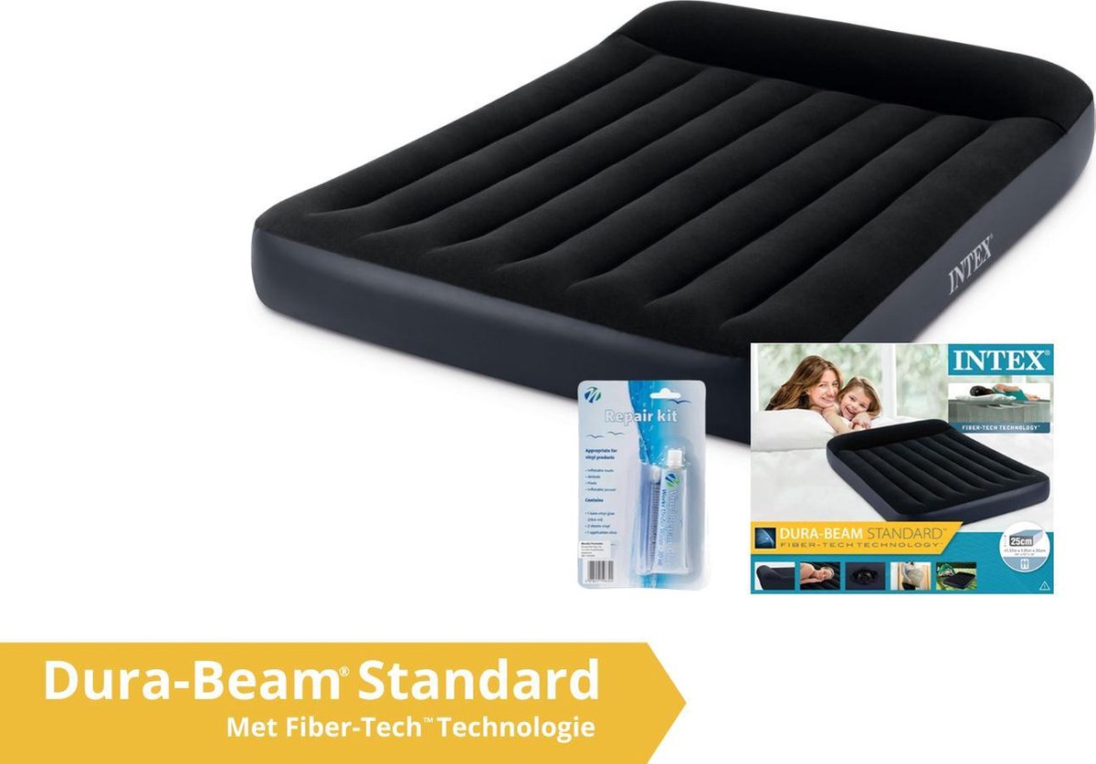 Intex Luchtbed - Pillow Rest Classic - Formaat: Full - B137 x L191 x H25 cm - Twijfelaar - Met Reparatieset