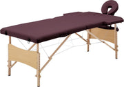 Medina Massagetafel inklapbaar 2 zones hout wijnpaars