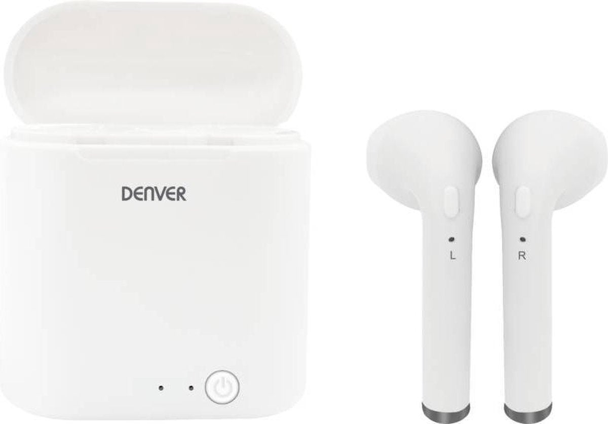 Denver TWQ-40P - Wireless Bluetooth earbuds - draadloos opladen met QI - Wit