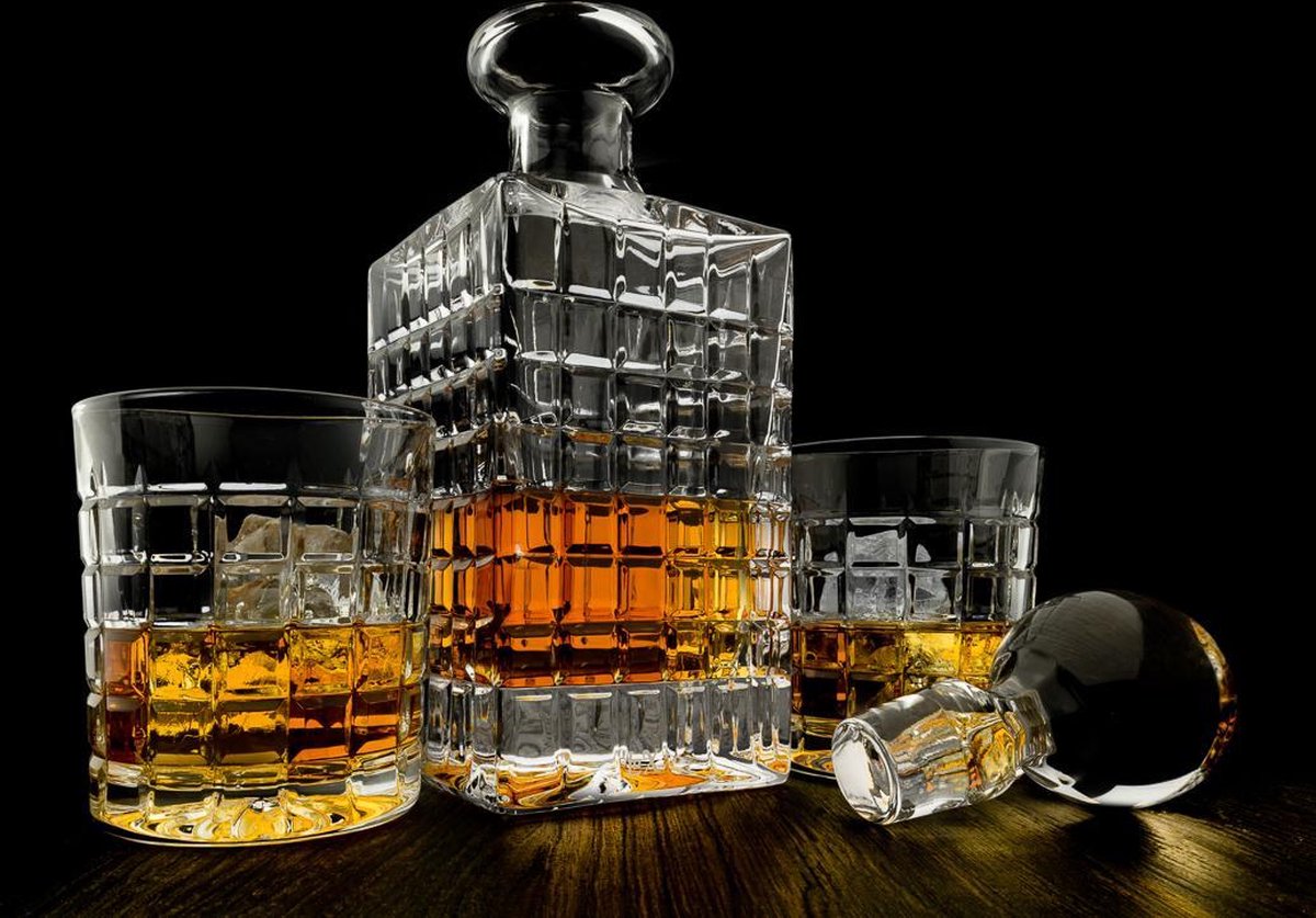 Handgemaakte Kristallen Whisky set LuX in Giftbox by GDLF