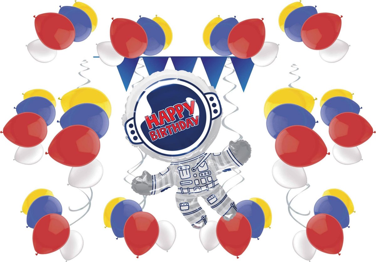 e-Carnavalskleding.nl Feestpakket Astronaut versiering | Ruimte/Astronaut pakket Medium | Ruimte/Astronaut Kinderfeest pakket M