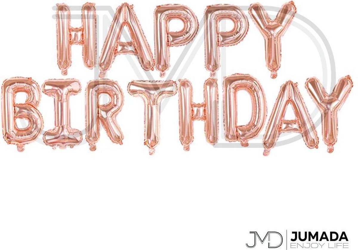 Happy Birthday Folie Ballon - Slinger - Feestversiering - Decoratie - Roze Goud