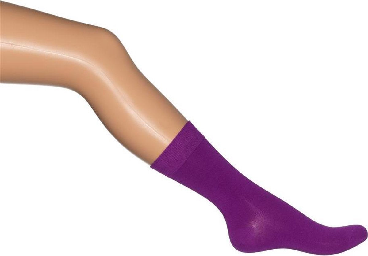 Bonnie Doon - Dames - Cotton Sock - Paars/Paars/Fuchsia - maat 36-41 (2 paar)