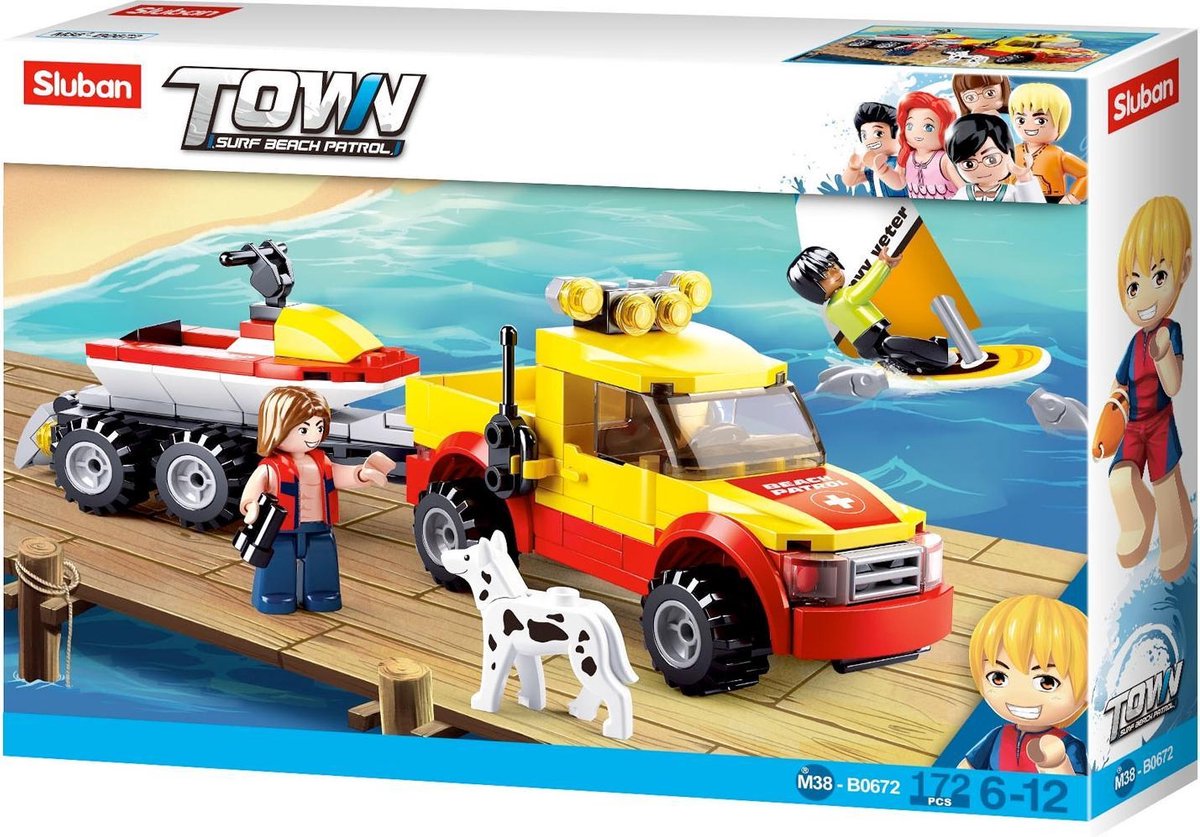 Sluban Beach Rescue - Pick-up met Waterscooter Afmeting verpakking: 26 x 19 x 4