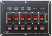 Horizontaal schakelpaneel 12 V met 6 schakelaars