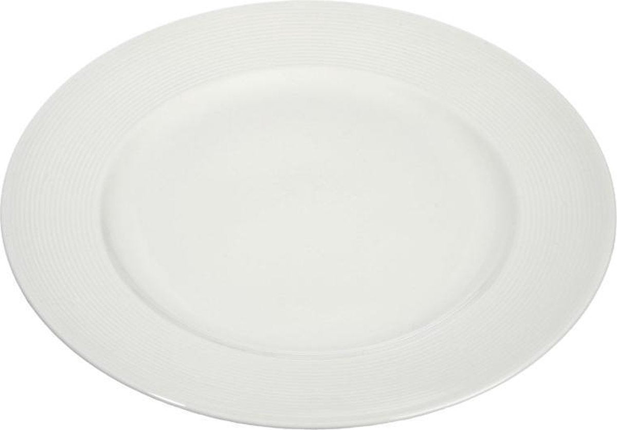 J-Line Bord Streep Porselein Wit 20X20x2cm