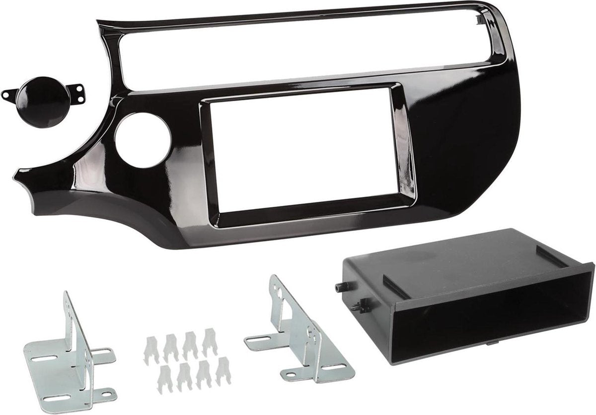 2-DIN Paneel met pocket Kia Rio 2015-2019 Kleur: Piano Zwart