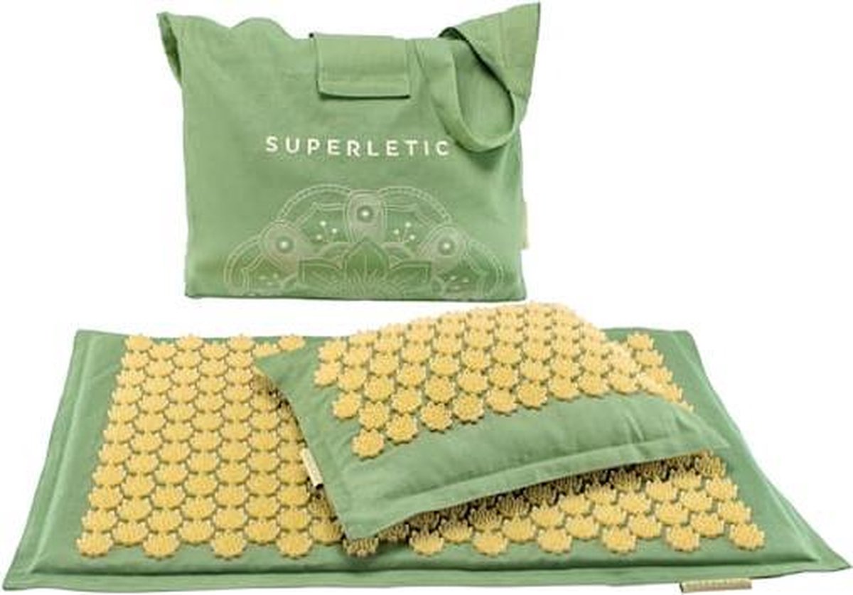 CAPITAL SPORTS Atilla acupressuurmat met kussen - spijkermat - massagepads met elk 30 punten - 55% linnen 