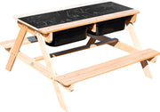 Sunny Dual Top 2.0 Zand & Water Picknicktafel - FSC Hout - Krijtbord en 2 zwarte bakken