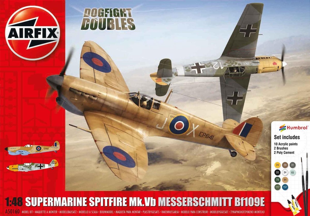 Airfix Supermarine Spitfire Mkvb Messerschmitt Bf109E Dogfight Doubles Gift Set Modelbouwpakket