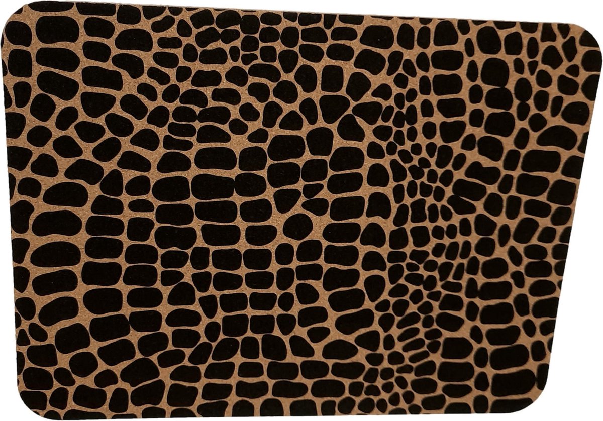 Placemats - kurk - 4 stuks - duurzaam - vegan - dierenprint