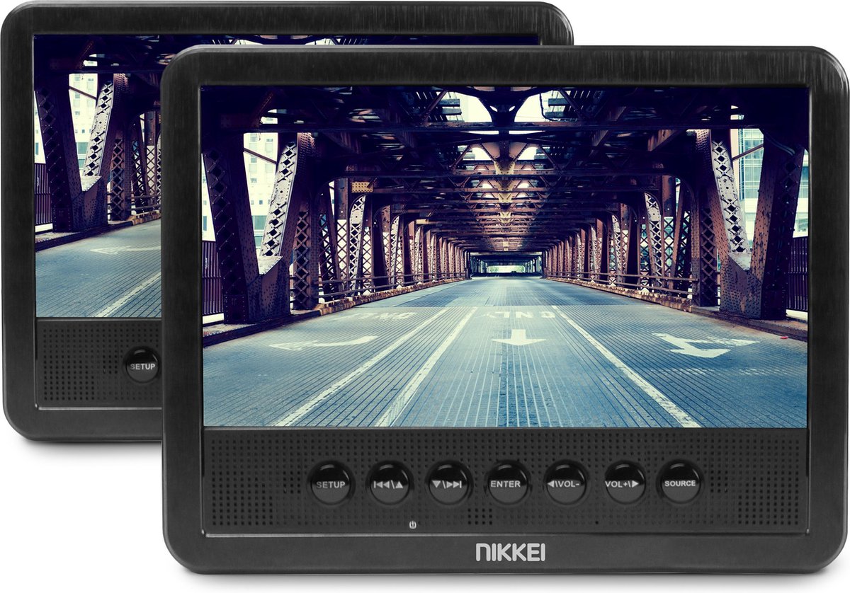Nikkei NPD720MT - Draagbare Auto DVD speler Set met 2x 7-inch Schermen - Zwart