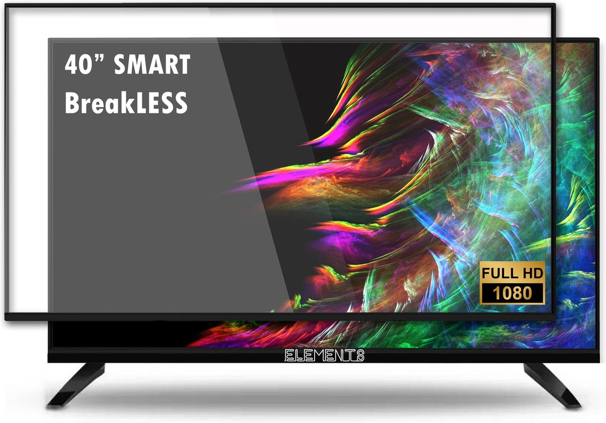 ELEMENTS SMART TV 40" INCH ANDROID 9.0 BREAKLESS GLASS