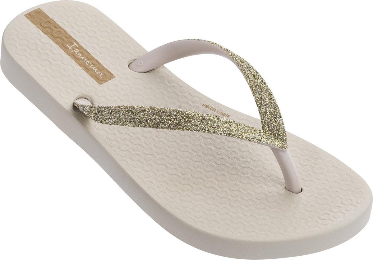 Ipanema - slippers voor meisjes - Lolita - beige met glitterbandje - maat 31-32EU