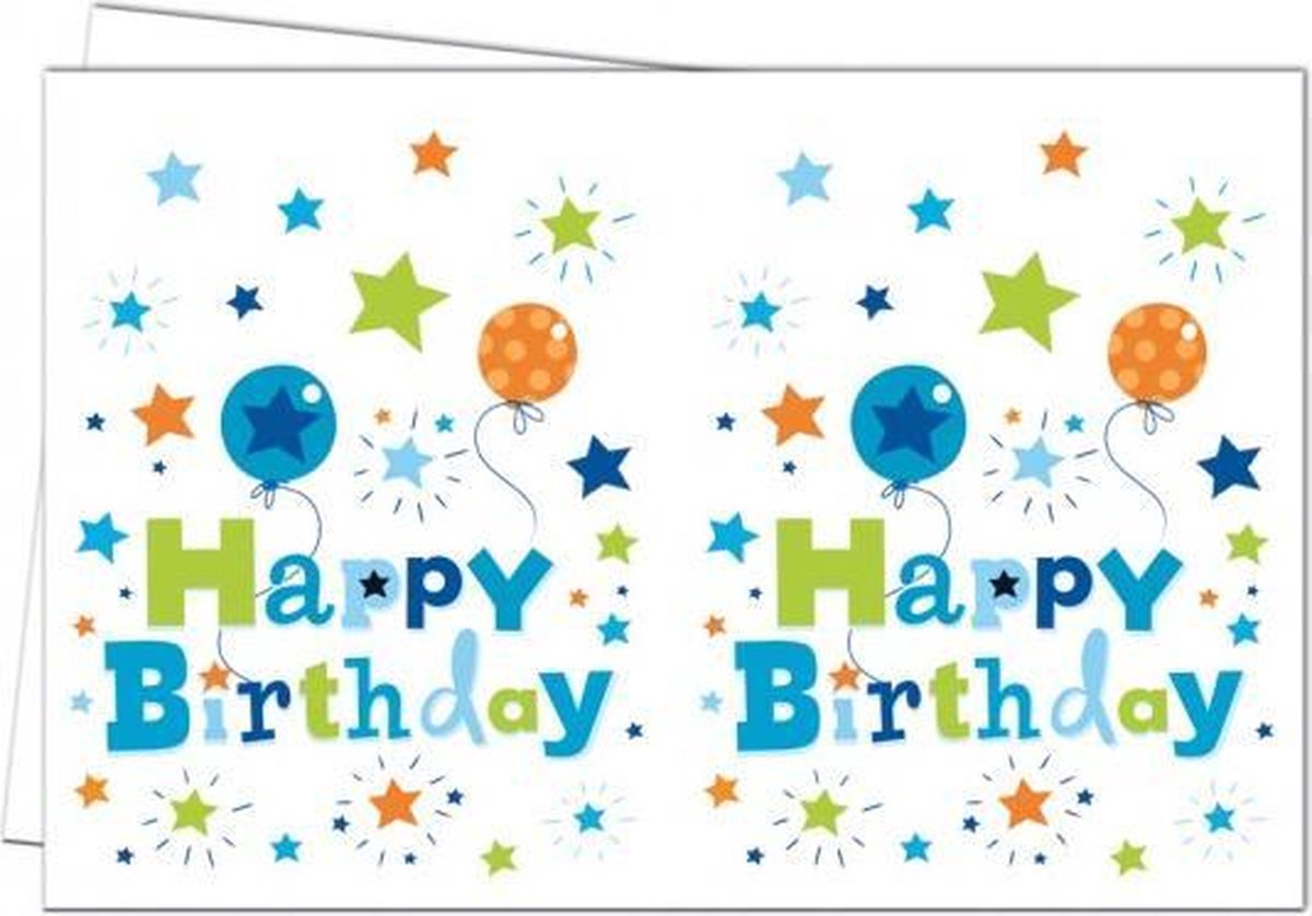 Procos Tafelkleed Happy Birthday Junior 180 X 120 Cm Wit