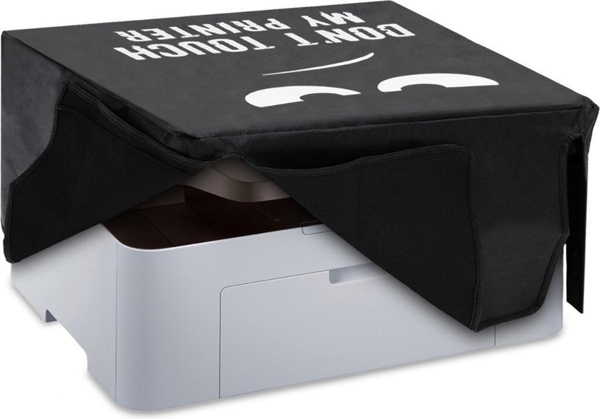 kwmobile hoes voor Samsung SL-M2070 / M2070W - Beschermhoes voor printer - Cover in wit / zwart - Don't Touch My Printer design