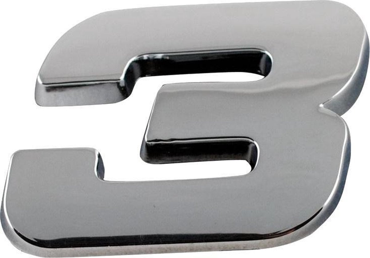 Sumex Plakcijfer 3 Chroom 25 X 15 Mm Per Stuk