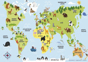 Kinder wereldkaart poster - 70 x100 cm