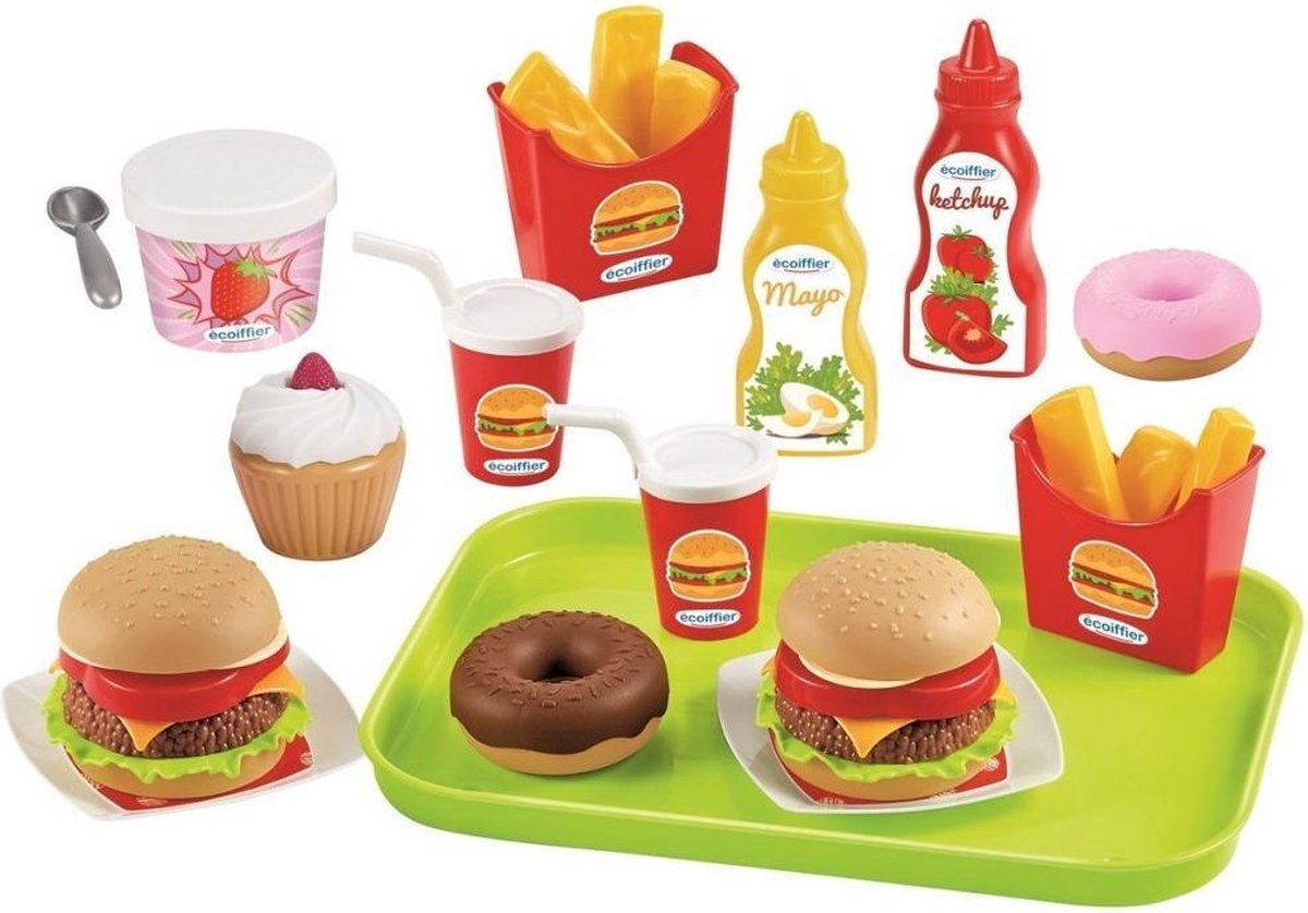 Ecoiffier Voedsel en Snackset + Dienblad 25-delig