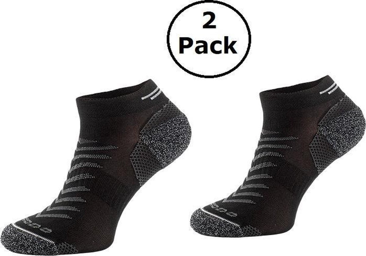 Comodo |2 Paar Run8 Hardloopsokken laag model - met reflectie element- Zwart - 43/46