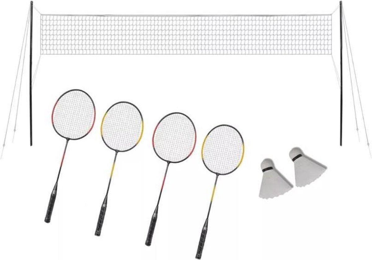 badminton set Inclusief shuttles met net 4 spelers