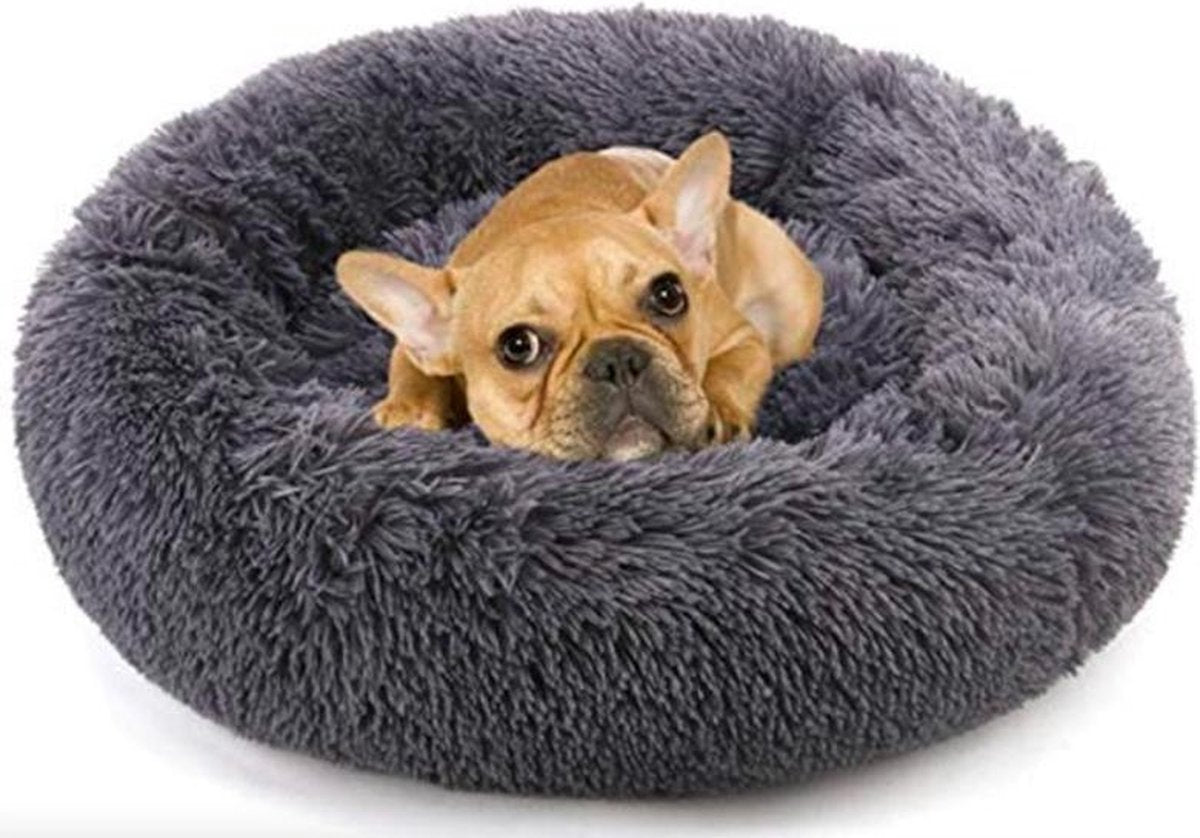 Donut hondenkussen | Donkergrijs | 70 cm | Geschikt voor dieren van tot ongeveer 55 cm | Hondenmand | Zacht