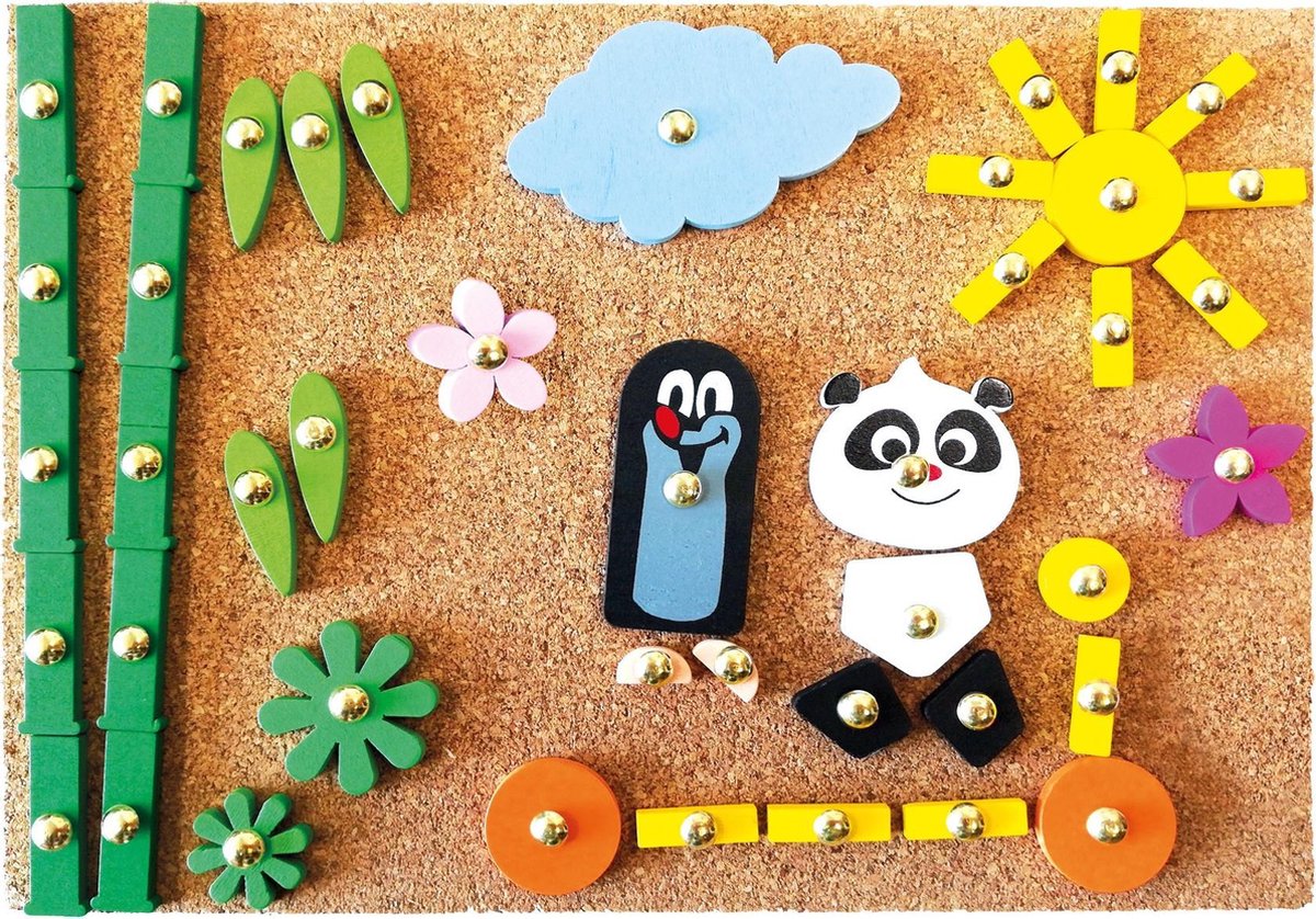 Bino Hamerspel Little Mole & Panda Junior 24 Cm Kurk 2-delig